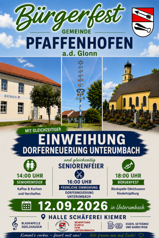 Einladung Bürgerfest Einweihung Seniorennnachmittag am 12.09.2026