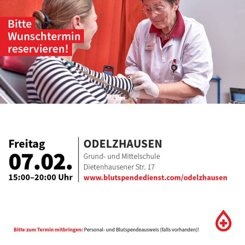 Blutspenden in Odelzhausen am 07.02.2025